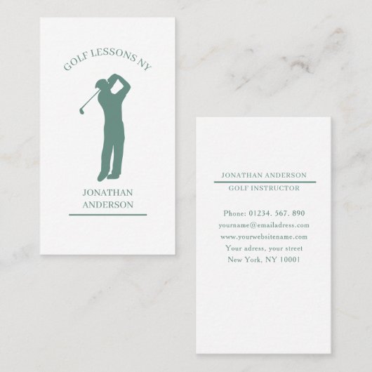 Golf Lehrer Grau Grün Visitekaartje (Voorkant / Achterkant)