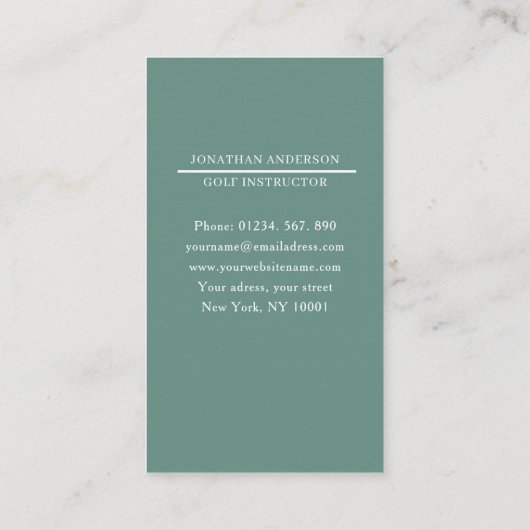 Golf Lehrer  Grau-Grün Weiß Visitekaartje (Achterkant)