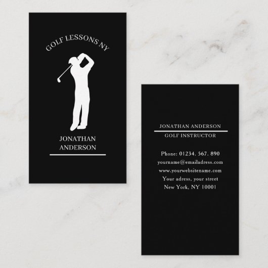 Golf Lehrer  Schwarz Weiß Visitekaartje (Voorkant / Achterkant)