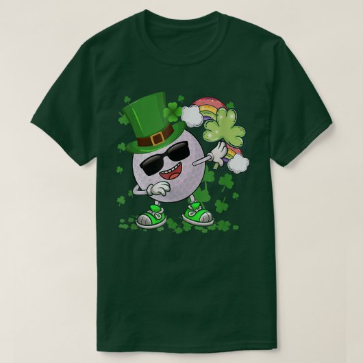 Golf Leprechaun Dabbing Around Shamrocks Gold St. T-shirt (Design voorkant)
