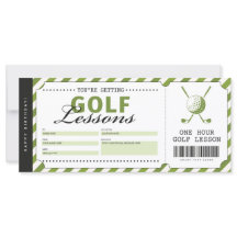 Golf Lesson Gift Ticket Voucher Certificate
