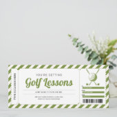 Golf Lesson Golfing Gift Certificate Voucher Kaart (Staand voorkant)