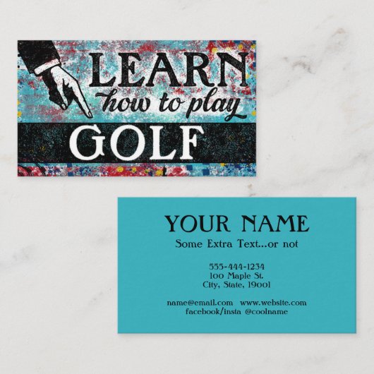 Golf Lessons-Visitekaartjes - Blauw Rood Visitekaartje (Voorkant / Achterkant)