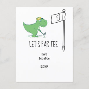 Golf Let’s Par t-shirt 1e Verjaardag Dinosaur golf Briefkaart