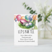 Golf Let’s Par t-shirt met golfbal en wijn Briefkaart (Staand voorkant)