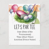 Golf Let’s Par t-shirt met golfbal en wijn Briefkaart (Voorkant)