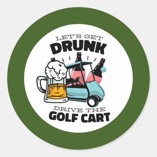Golf Let’s Par t-shirt met golfkar Ronde Sticker (Voorkant)