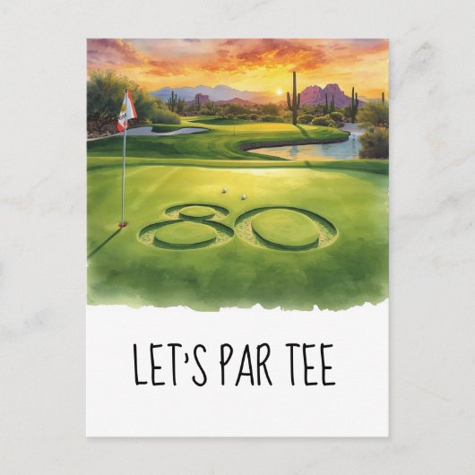 Golf Let’s Par tee 80ste Verjaardagsfeestje Briefkaart (Voorkant)
