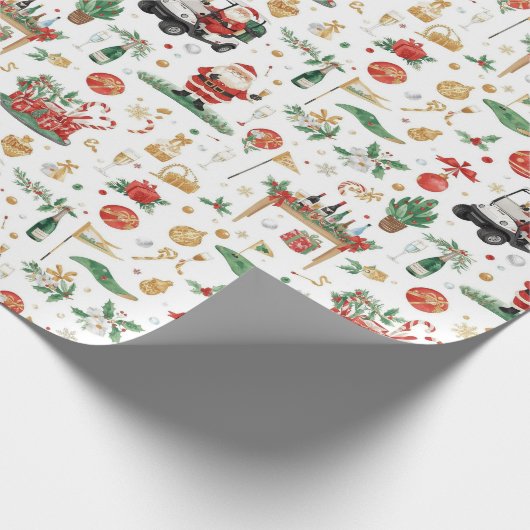 Golf “Let’s Par-Tee” Christmas Party Pattern Cadeaupapier (Hoek)
