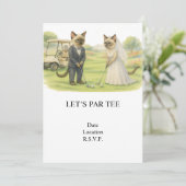 Golf Let’s Par tee for cat lovers WEDDING Kaart (Staand voorkant)