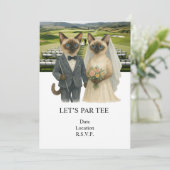 Golf Let’s Par tee for cat lovers WEDDING Kaart (Staand voorkant)