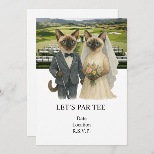 Golf Let’s Par tee for cat lovers WEDDING Kaart (Voorkant / Achterkant)