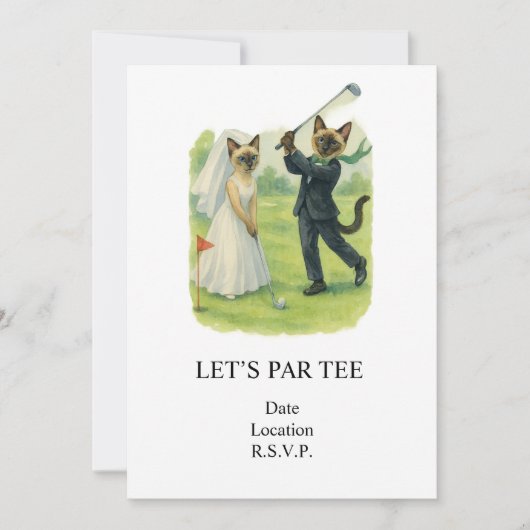 Golf Let’s Par tee for cat lovers WEDDING Kaart (Voorkant)
