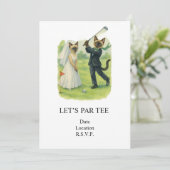 Golf Let’s Par tee for cat lovers WEDDING Kaart (Staand voorkant)
