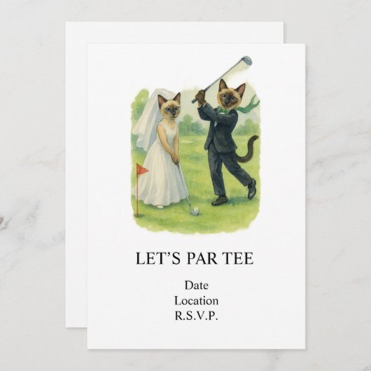 Golf Let’s Par tee for cat lovers WEDDING Kaart (Voorkant / Achterkant)