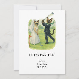 Golf Let’s Par tee for cat lovers WEDDING Kaart