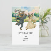 Golf Let’s Par tee for cat lovers WEDDING Kaart (Staand voorkant)