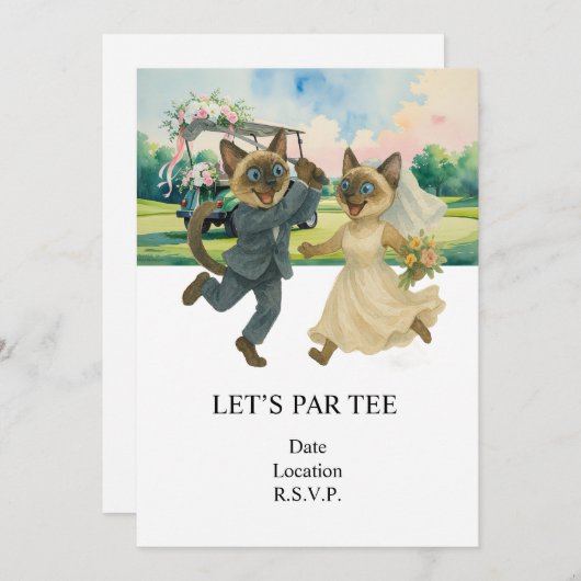 Golf Let’s Par tee for cat lovers WEDDING Kaart (Voorkant / Achterkant)