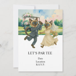 Golf Let’s Par tee for cat lovers WEDDING Kaart