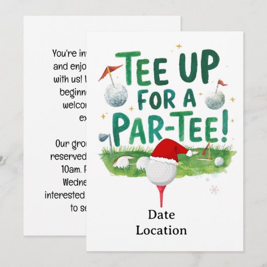 Golf Let’s Par tee for Christmas  Kaart (Voorkant / Achterkant)