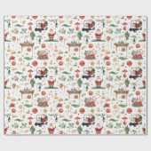 Golf “Let’s Par-Tee” Kerstfeest Patroon Cadeaupapier (Vlak)