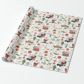 Golf “Let’s Par-Tee” Kerstfeest Patroon Cadeaupapier (Uitgerold)