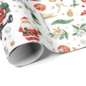 Golf “Let’s Par-Tee” Kerstfeest Patroon Cadeaupapier (Rol Hoek)