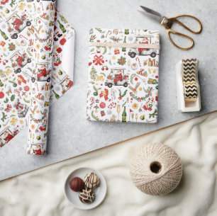 Golf “Let’s Par-Tee” Kerstfeest Patroon Cadeaupapier
