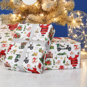 Golf “Let’s Par-Tee” Kerstfeest Patroon Cadeaupapier