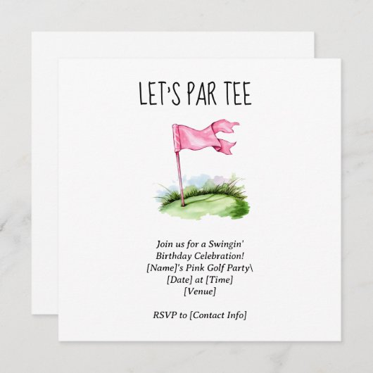 Golf Let’s Par tee met golfvlag op groen Kaart (Voorkant / Achterkant)