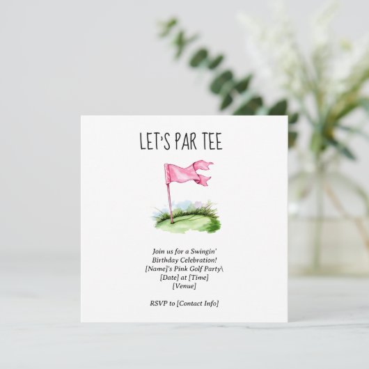 Golf Let’s Par tee met golfvlag op groen  Kaart (Staand voorkant)