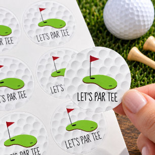 Golf Let’s Par tee met golfvlag op groen wit  Ronde Sticker