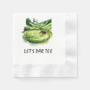 Golf Let’s Par tee met golfvlag op groene witte Servet