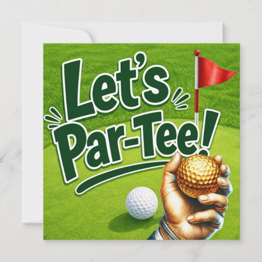 Golf Let’s Par-Tee Minigolf Feestje Kaart (Voorkant)