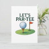 Golf Let’s Par-Tee Party Golf Theme Kaart (Staand voorkant)
