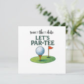 Golf Let’s Par-Tee Party Golf Theme  Save The Date (Staand voorkant)
