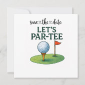 Golf Let’s Par-Tee Party Golf Theme  Save The Date (Voorkant)