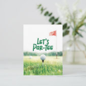 Golf Let’s Par-Tee Party Invitation Postcard  Kaart (Staand voorkant)