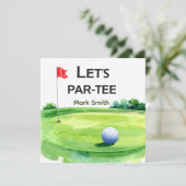 Golf Let’s Par-Tee Putting Green Feestje Kaart (Staand voorkant)