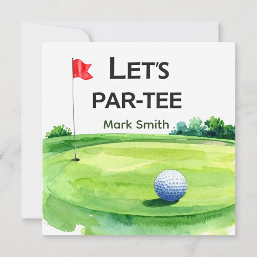 Golf Let’s Par-Tee Putting Green Feestje Kaart (Voorkant)