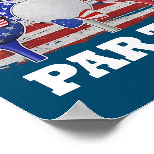 Golf Lets Par American Flag Independence Golf 4th Poster (Hoek)