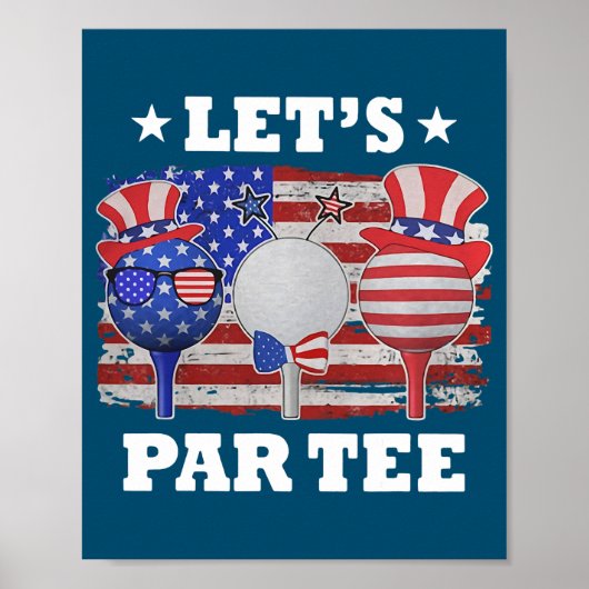 Golf Lets Par American Flag Independence Golf 4th Poster (Voorkant)