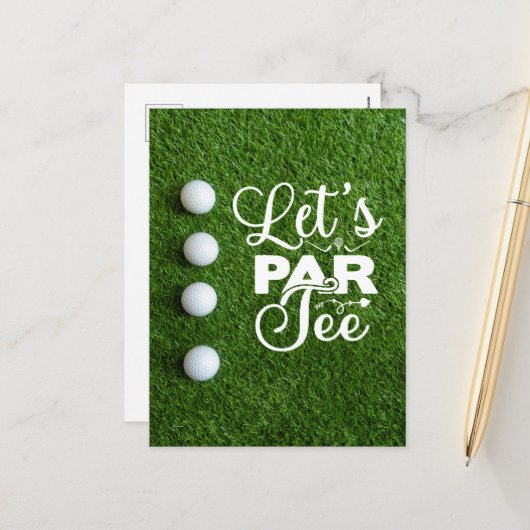 Golf Let's Par T-shirt Feestdagenkaart (Voorkant / Achterkant in situ)