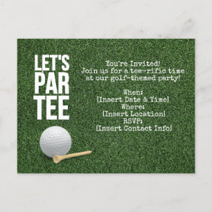 Golf Let's Par t-shirt feestuitnodiging met golfba Uitnodiging Briefkaart
