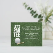 Golf Let's Par t-shirt feestuitnodiging met golfba Uitnodiging Briefkaart (Staand voorkant)