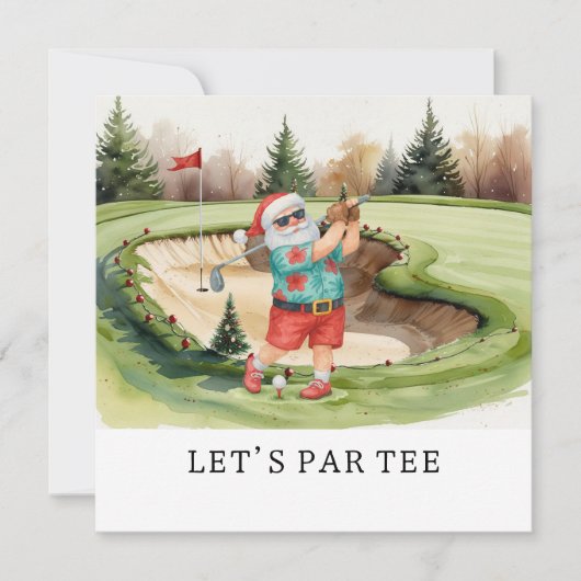 Golf Let's Par t-shirt golf KERSTFEEST voor golfer Feestdagenkaart (Voorkant)