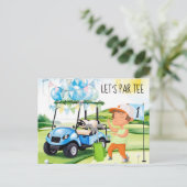 Golf Let's Par t-shirt Golfer bij Flag on Green Briefkaart (Staand voorkant)