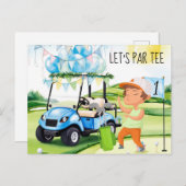 Golf Let's Par t-shirt Golfer bij Flag on Green Briefkaart (Voorkant / Achterkant)