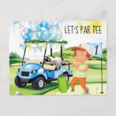 Golf Let's Par t-shirt Golfer bij Flag on Green Briefkaart (Voorkant)