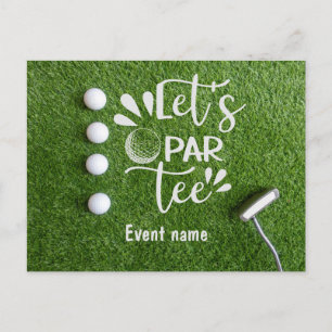 Golf Let's Par T-shirt Golfer Party op groen gras Briefkaart